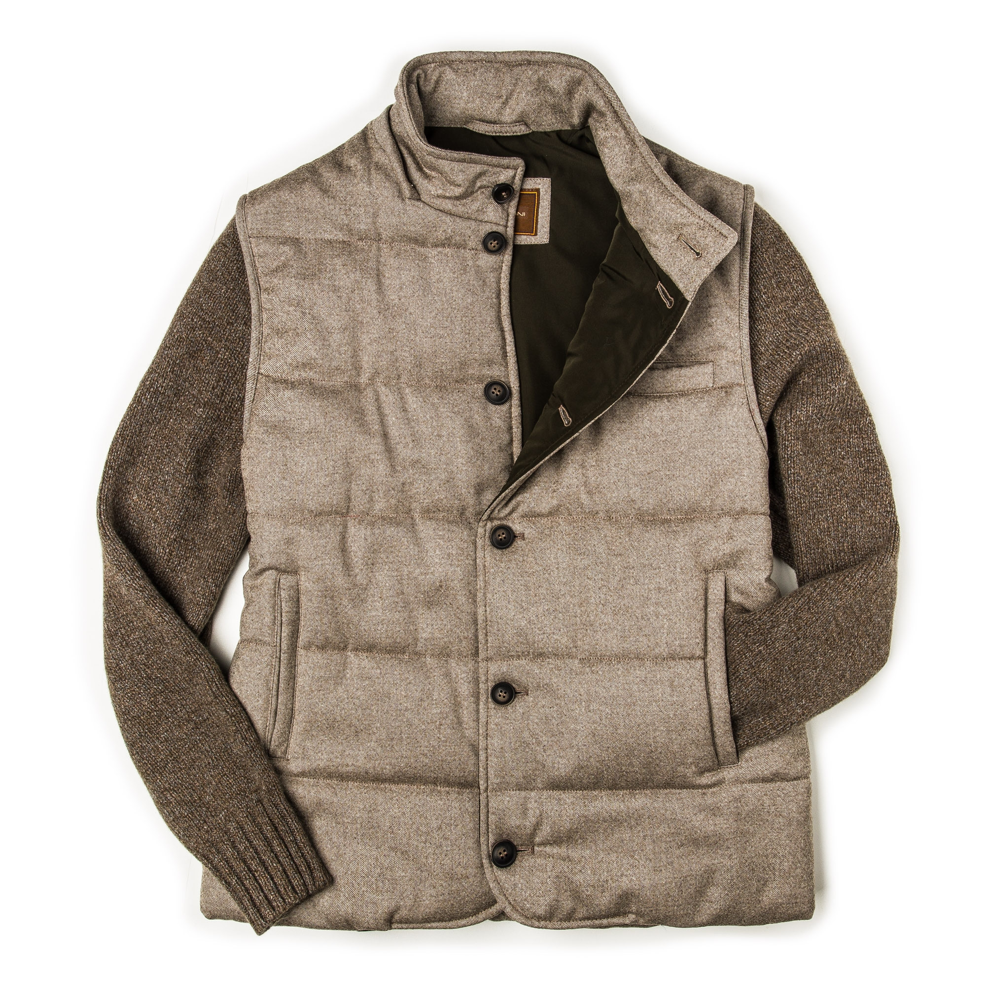 Doriani - Men's Quilted Coat With Knit Sleeves