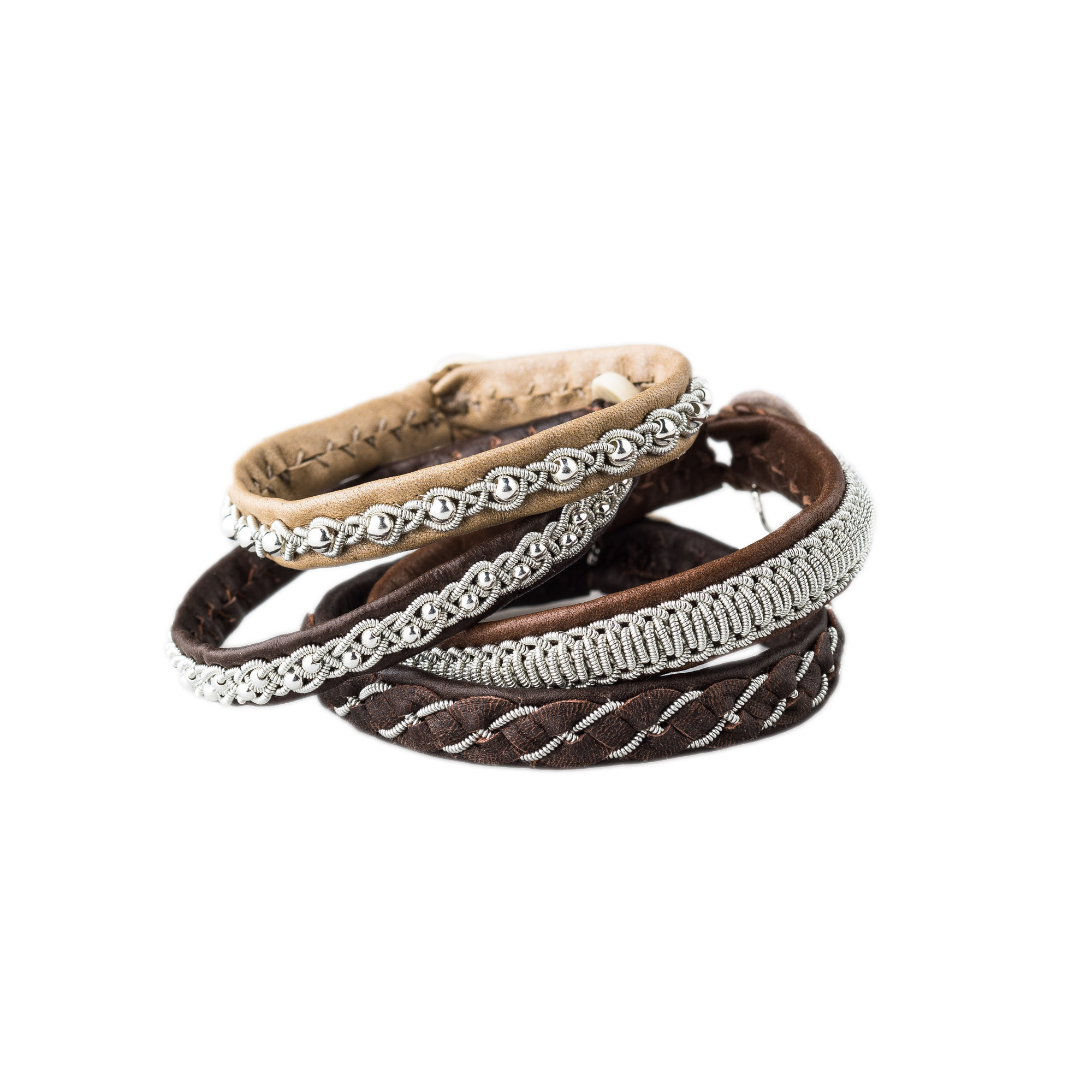 Maria Rudman - Pewter Embroidered Leather Bracelet | W.R. & Co Ltd