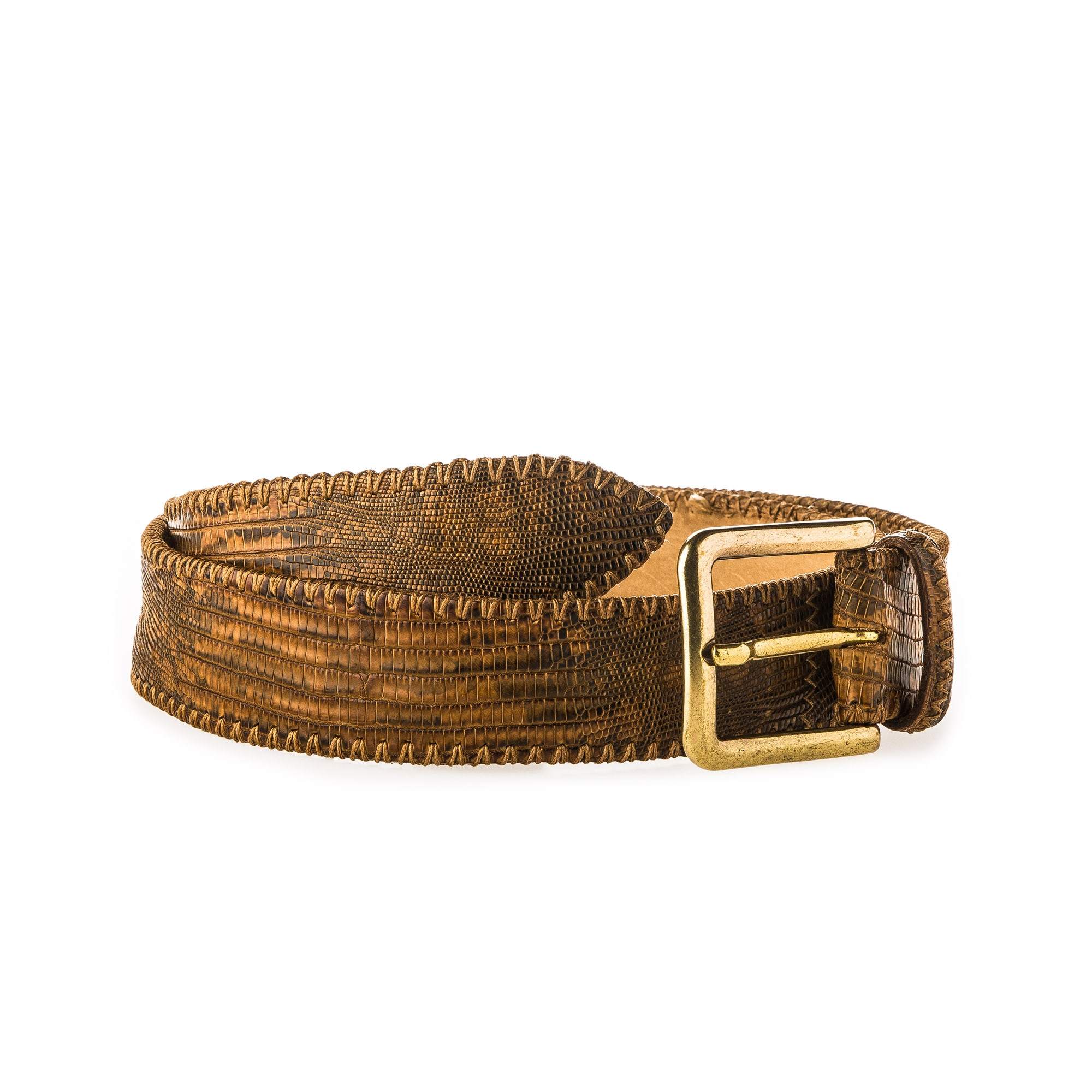 Post & Co. - Men's Lizard Leather Belt in Cognac